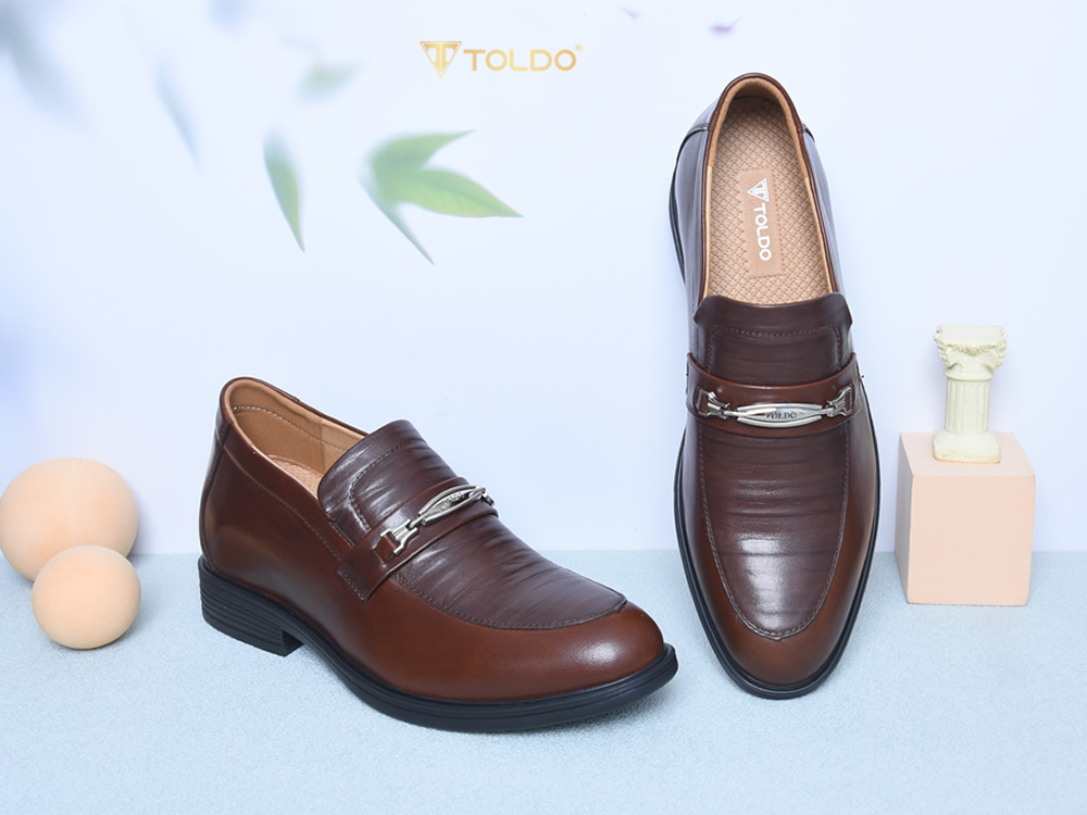 Giày lười tăng 8cm chiều cao da thật